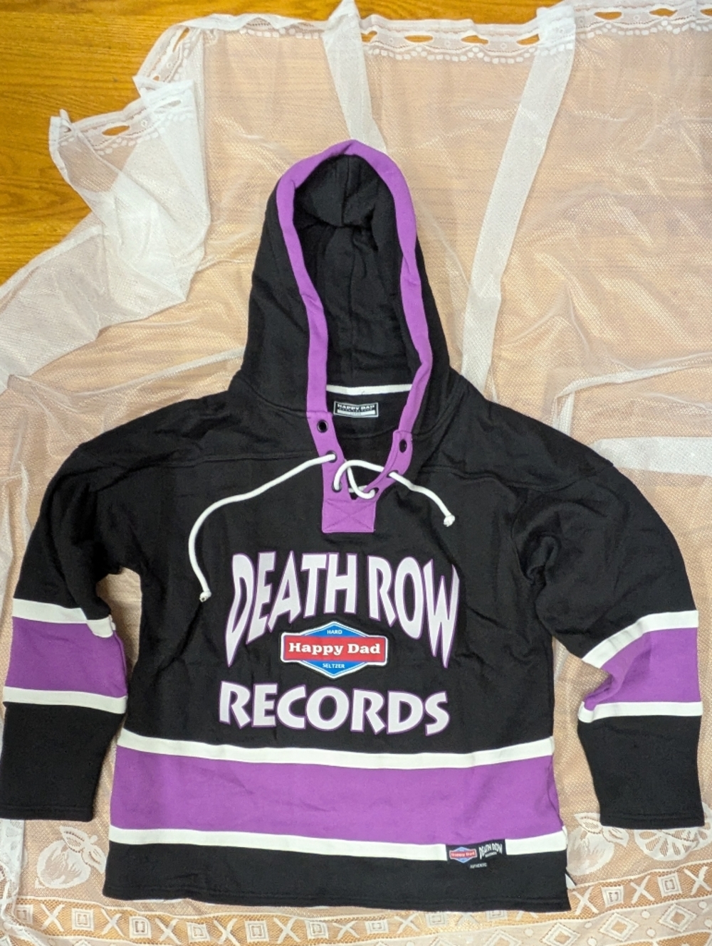 Deathrow Records Graphic Hoodie in Black and Purple